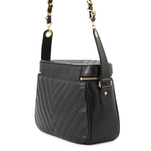 CHANEL V Stitch ChainShoulder Calfskin Black - Picture 2 of 16